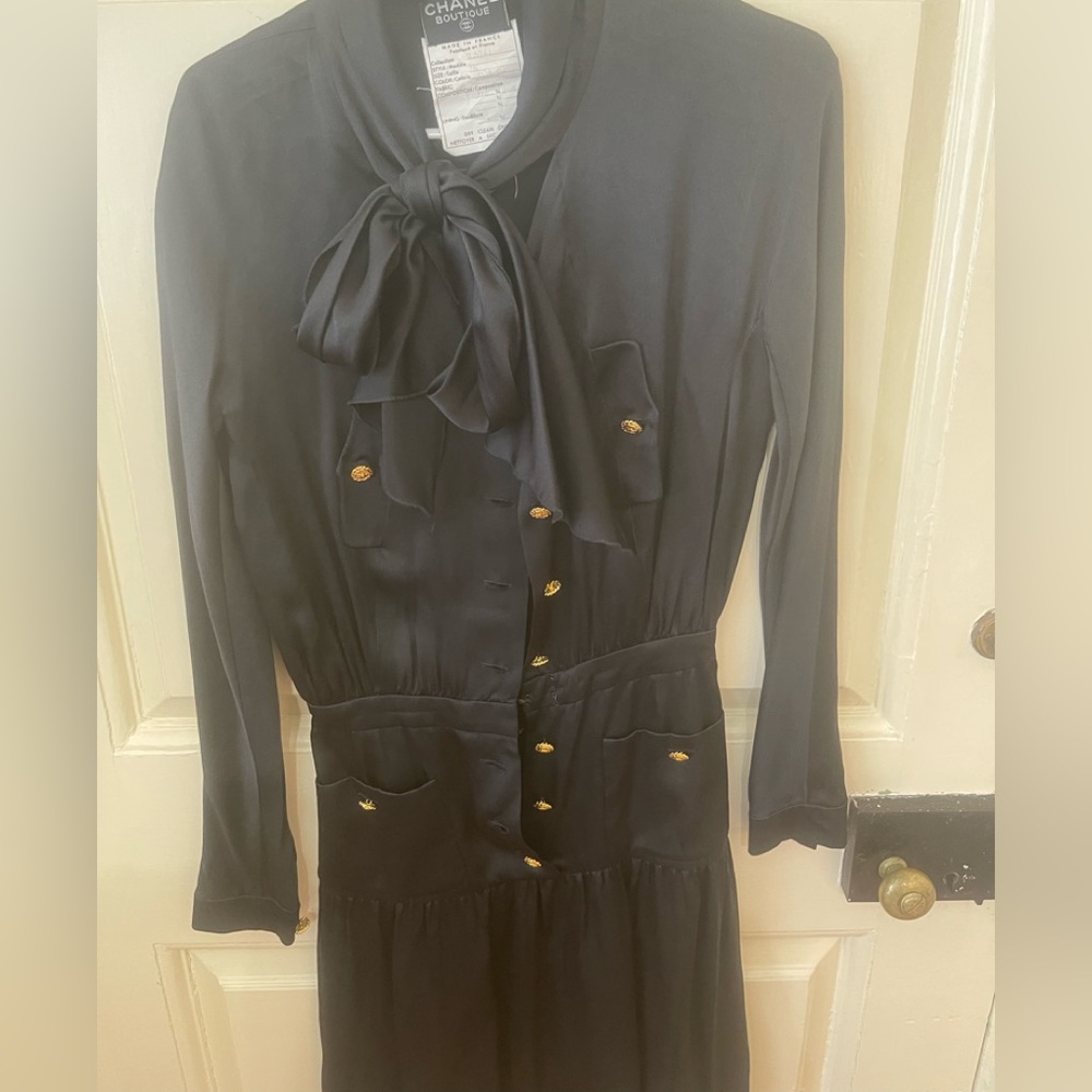 Chanel vintage Boutique Black silk Women's dress
